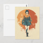 Kimono woman vintage postkarte (Vorne/Hinten)