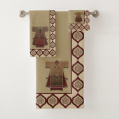 Kimonos Gold und Rot Badhandtuch Set (Insitu)