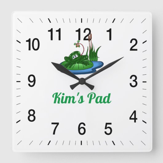 Kim's Pad Square Wall Clock Quadratische Wanduhr (Vorderseite)