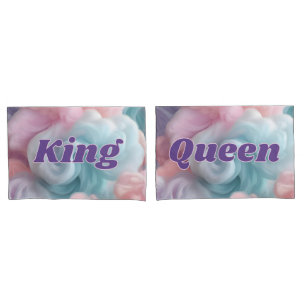 Kin und Queen Text on Cotton Candy Abstrakt Kissenbezug