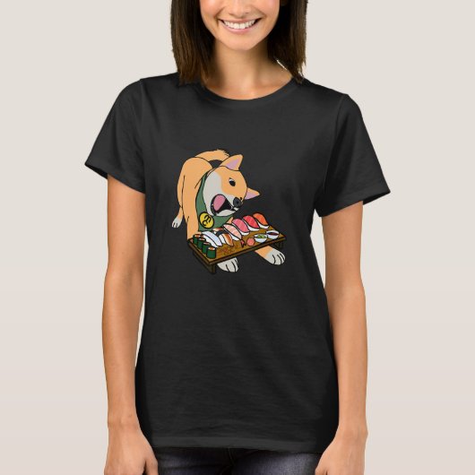Kinako isst Sushi T-Shirt (Vorderseite)