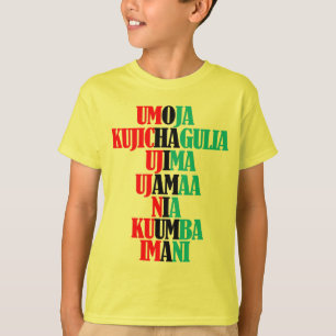 Kinara Colors Text Seven Principles of Kwanzaa T-Shirt