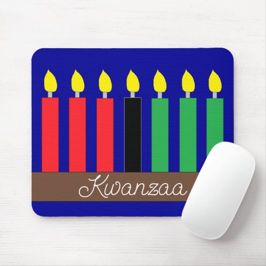 Kinara für Kwanzaa: Dunkelblau Mousepad (Mit Mouse)
