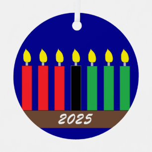 Kinara für Kwanzaa: Dunkelblau Ornament Aus Metall