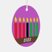 Kinara für Kwanzaa: Lavender Ornament Aus Metall (Vorderseite Rechts)