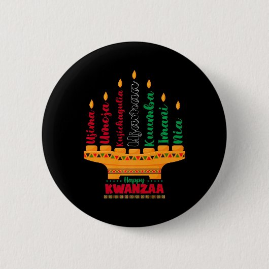 Kinara Seven Candles Principles of Kwanzaa Happy K Button (Vorderseite)