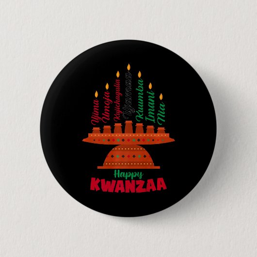 Kinara Seven Candles Principles of Kwanzaa Happy K Button (Vorderseite)