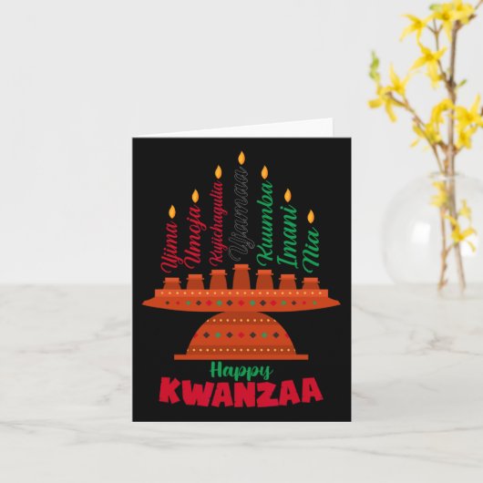 Kinara Seven Candles Principles of Kwanzaa Happy K Karte (Gelbe Blume)