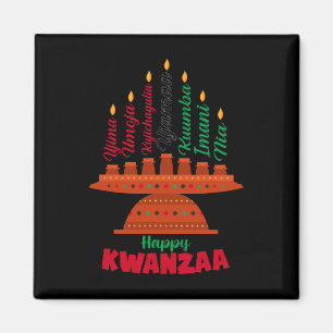 Kinara Seven Candles Principles of Kwanzaa Happy K Magnet