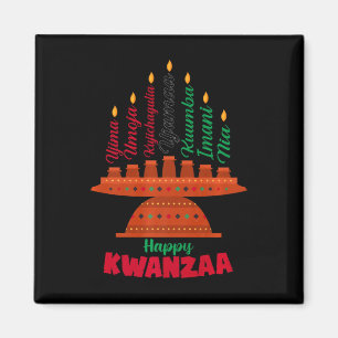 Kinara Seven Candles Principles of Kwanzaa Happy K Magnet