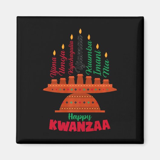 Kinara Seven Candles Principles of Kwanzaa Happy K Magnet (Vorne)