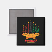 Kinara Seven Candles Principles of Kwanzaa Happy K Magnet (Vorderseite/Rückseite)