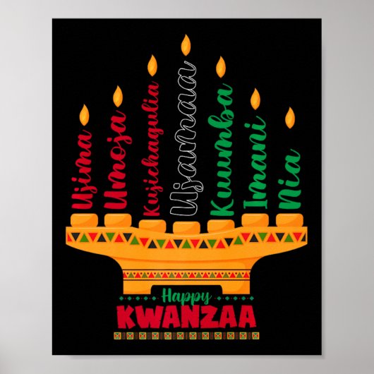 Kinara Seven Candles Principles of Kwanzaa Happy K Poster (Vorne)