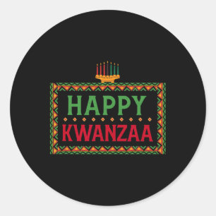 Kinara Seven Candles Principles of Kwanzaa Happy K Runder Aufkleber