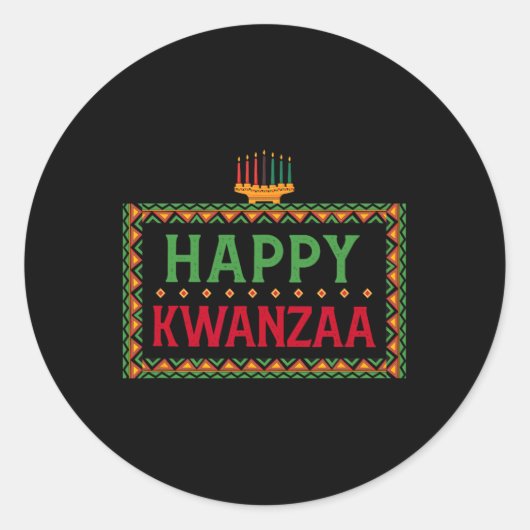 Kinara Seven Candles Principles of Kwanzaa Happy K Runder Aufkleber (Vorderseite)
