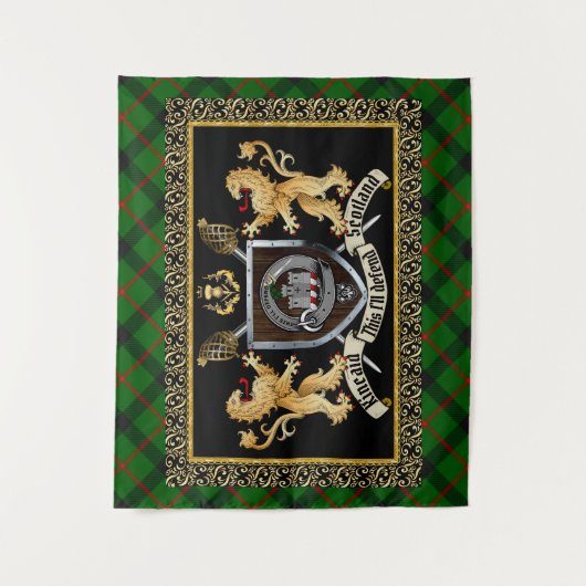 Kincaid Clan Abzeichen & Motto w/Lions Wandteppich (Vorderseite)