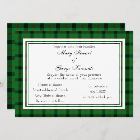 Kincaide Scottish Wedding Einladung (Vorne/Hinten)