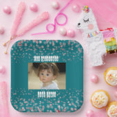 Kind 1. Weihnachts Blue Star Snowflake Custom Foto Pappteller (Party)