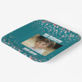 Kind 1. Weihnachts Blue Star Snowflake Custom Foto Pappteller (Gewinkelt)