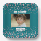 Kind 1. Weihnachts Blue Star Snowflake Custom Foto Pappteller (Vorderseite)