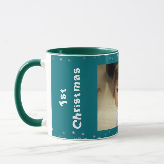 Kind 1. Weihnachtssternschneeflitter Custom Foto B Tasse (Links)