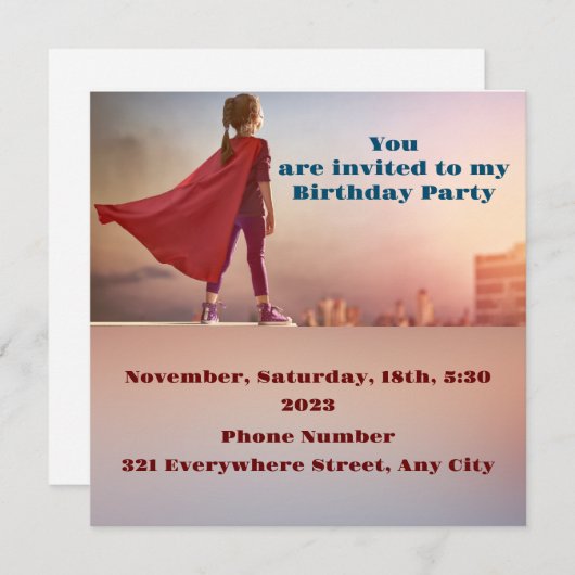 Kind 4 einladung (Vorne/Hinten)