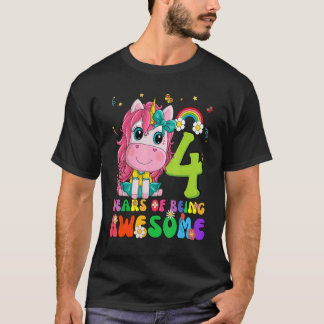 Kind 4 Jahre alt Einhorngeschenk 4. Geburtstag Mäd T-Shirt