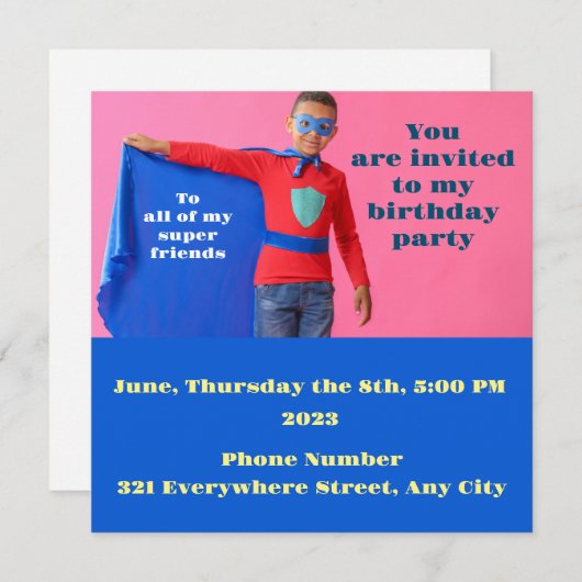 Kind 5 einladung (Vorne/Hinten)