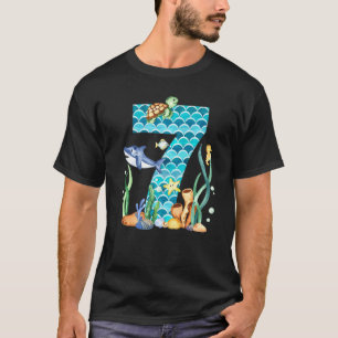 Kind 7. Geburtstag Meer Fisch Ozean Tiere Aquarium T-Shirt
