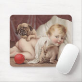 Kind am Spiel mit Möpse Mousepad (Mit Mouse)