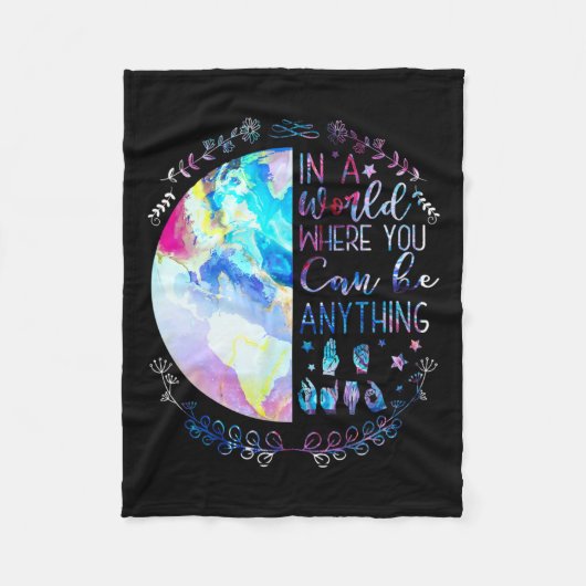 Kind Asl Alphabet American Sign Language Deaf Awar Fleecedecke (Vorderseite)