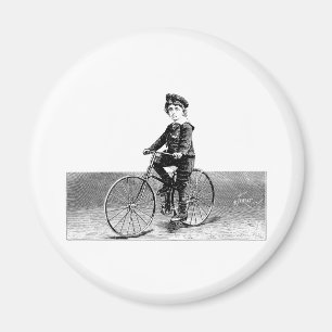 Kind auf Fahrrad - Vintage Fahrrad-Illustration Magnet