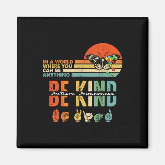 Kind Autismus Bewusstsein Asl Mama Lehrer Kindness Magnet (Vorne)