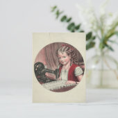 Kind bei Nähmaschine Postkarte (Stehend Vorderseite)