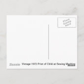 Kind bei Nähmaschine Postkarte (Rückseite)
