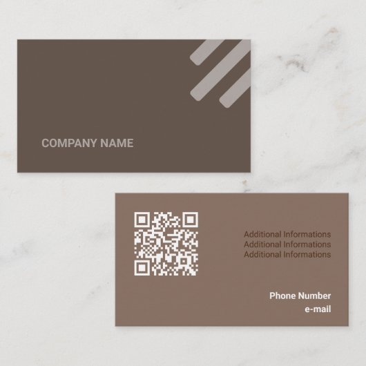 Kind brauner Ton flache Formen Qr-Code Visitenkarte (Vorne/Hinten)