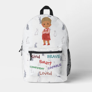 Kind Capable Smart Loved - Personalisierter Kinder Bedruckter Rucksack