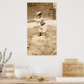 Kind, das Baseball-Poster spielt Poster (Küche)