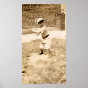 Kind, das Baseball-Poster spielt Poster