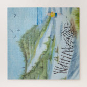 Kind, das durch Aquarellmalerei am Meer spaziert Puzzle (Vertikal)