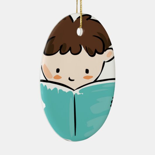 Kind, das ein Buch liest Keramik Ornament (Rechts)