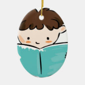 Kind, das ein Buch liest Keramik Ornament (Vorne)
