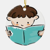 Kind, das ein Buch liest Keramikornament (Vorne)