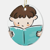 Kind, das ein Buch liest Keramikornament (Links)