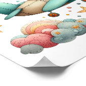 Kind, das ein Propeller-Flugzeug fliegt Whimsical- Poster (Ecke)