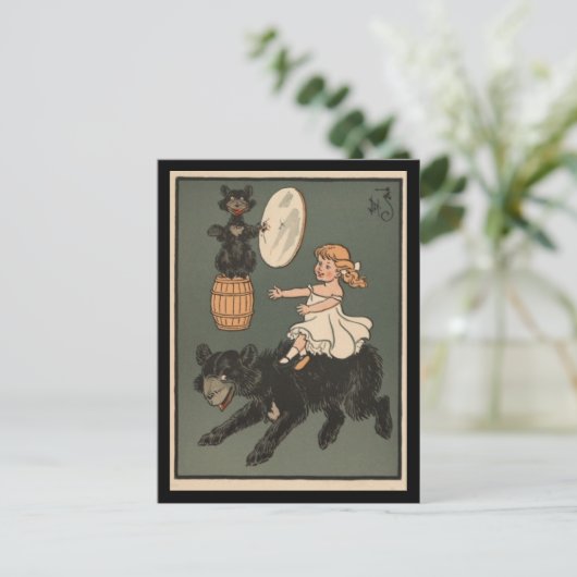 Kind, das einen Bären reitet Postkarte (Stehend Vorderseite)