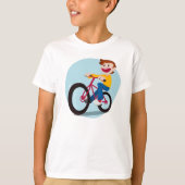 Kind, das einen Fahrrad-T - Shirt reitet (Vorderseite)
