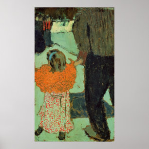 Kind, das einen roten Schal, C. 1891 trägt Poster