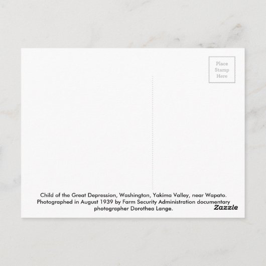 Kind der Großen Depression Postkarte (Rückseite)