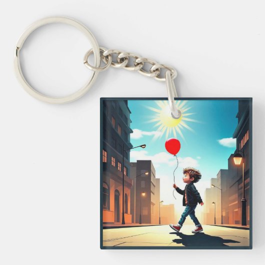 " KIND, DER IN DIE SONNE STROLLT " SCHLÜSSELANHÄNGER (Vorderseite)